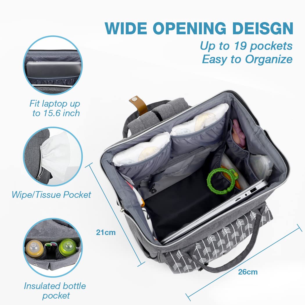 Detalle de Lekebaby Baby Wickelrucksack Grau 23 l
