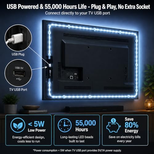 Thumbnail 7 de shalaker LED TV Lights 5M USB Strip for 45-75 Inch Screens with Bluetooth, Music Sync and Remote
