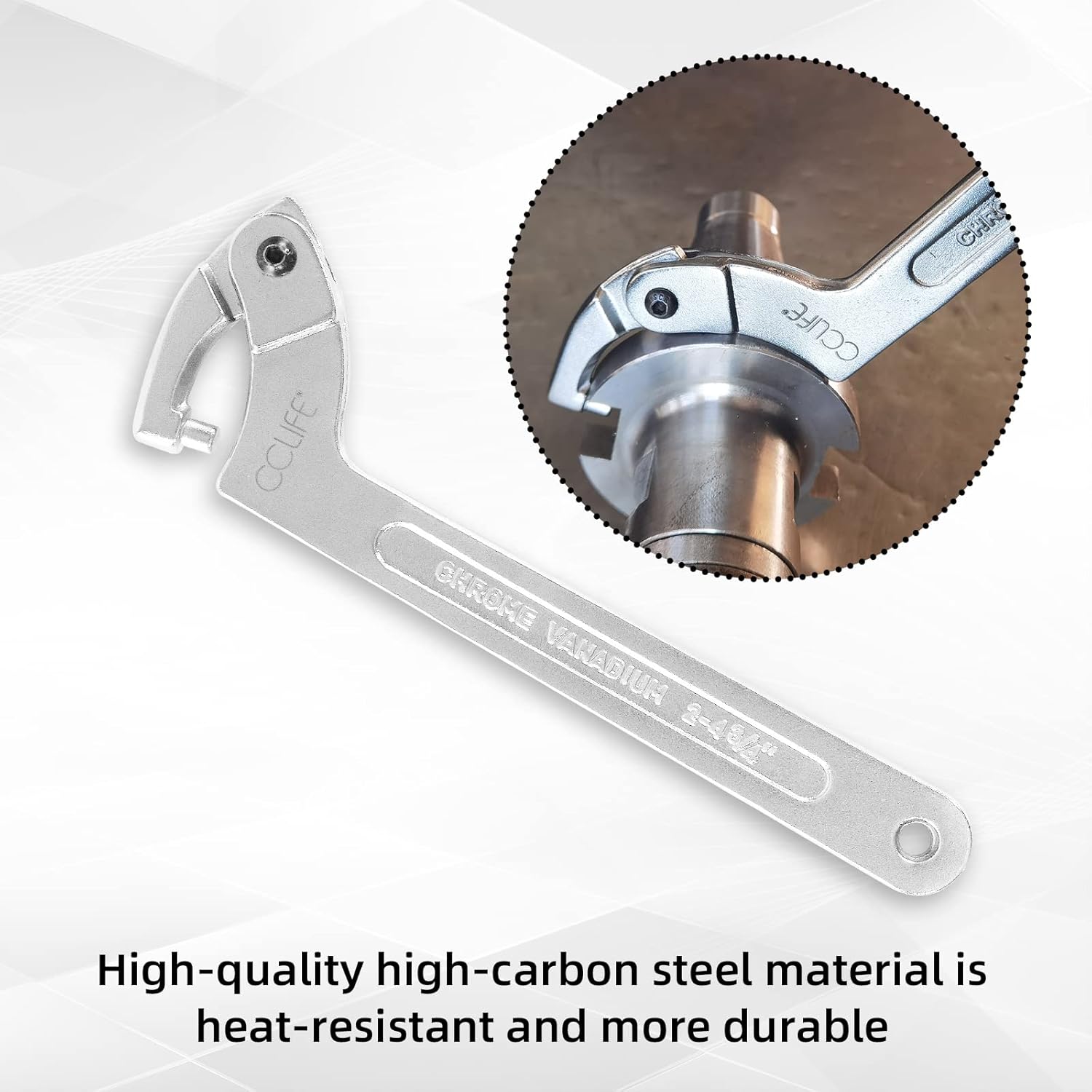 Detalle de Clé à ergot articulée CCLIFE 4 pièces pour écrous à encoches latérales – CR-V 19-170 mm
