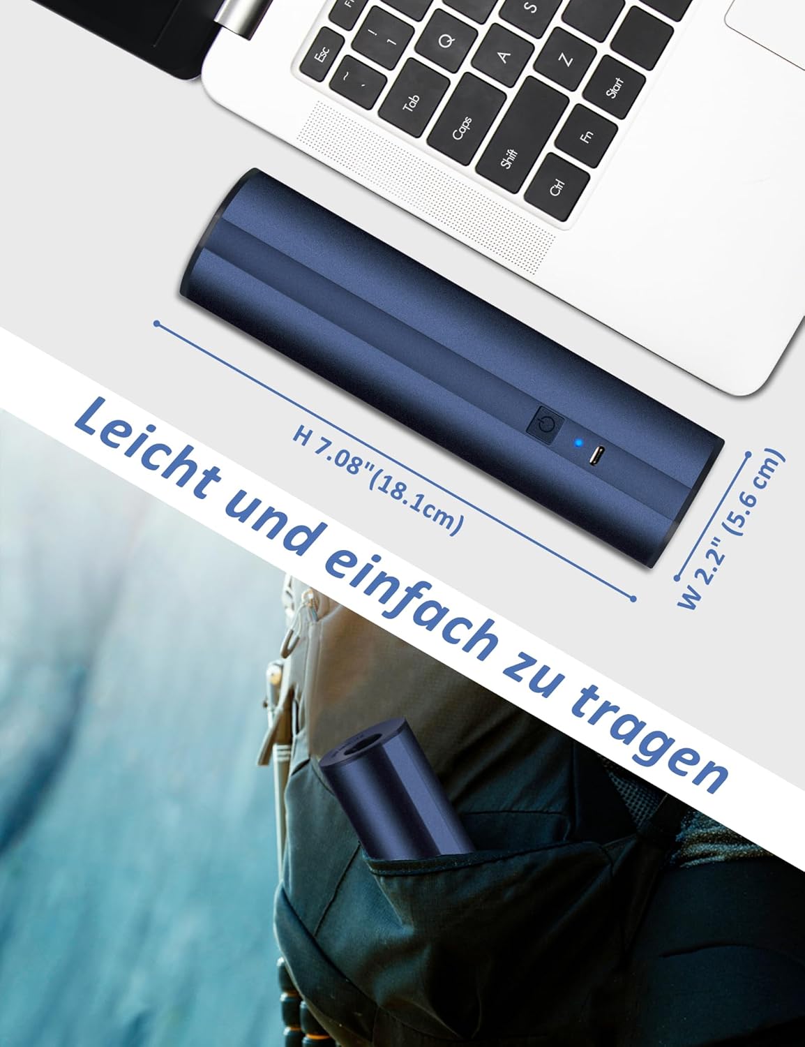 Detalle de Kabellose elektrische Luftpumpe mit 2×2000mAh Akku – Schnellaufblasen für Pool, Schlauchboot & Luftmatratze (4 Düsen)