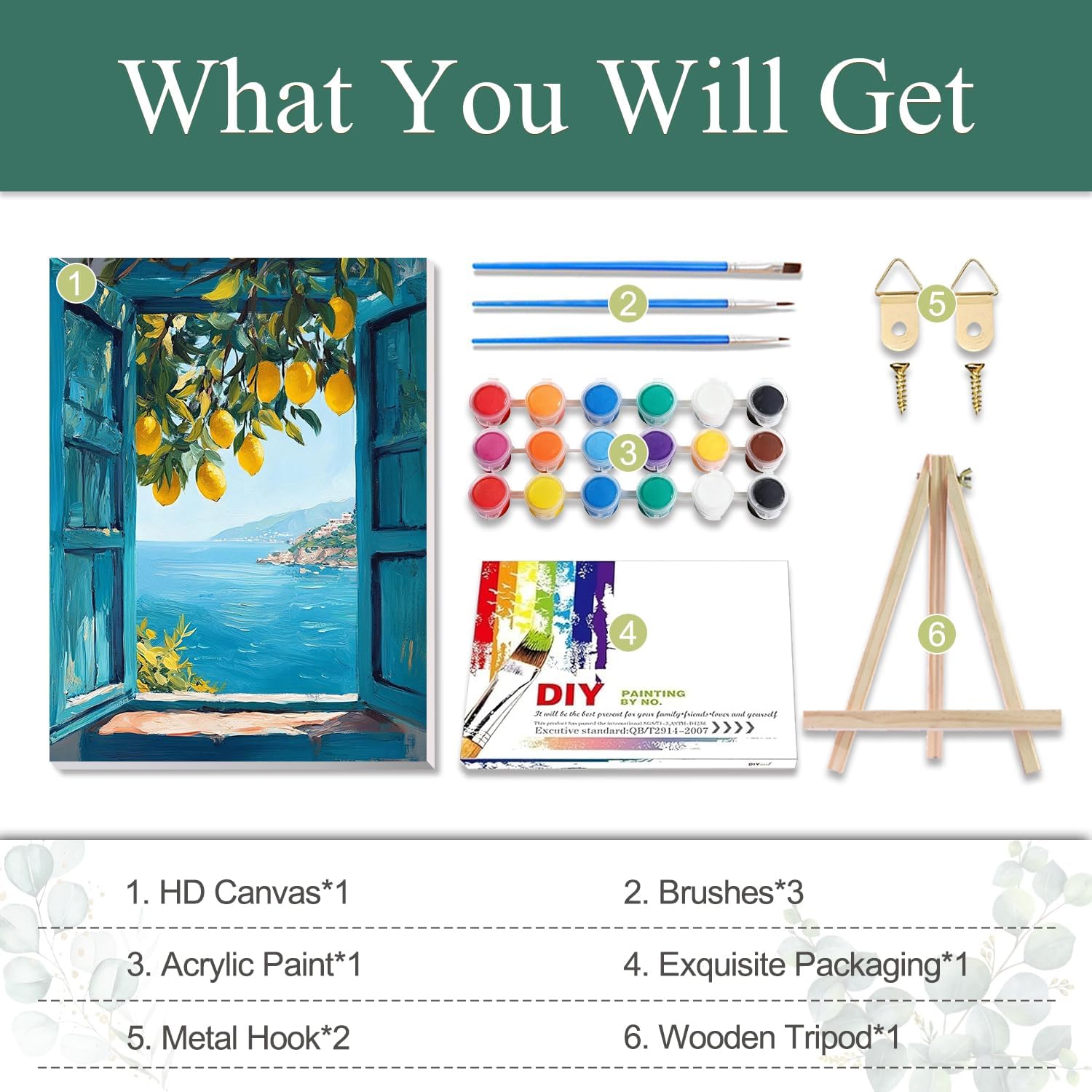 Thumbnail 5 de Yaostarart Lemons Framed Paint by Numbers for Adults with Easel – 12x16inch