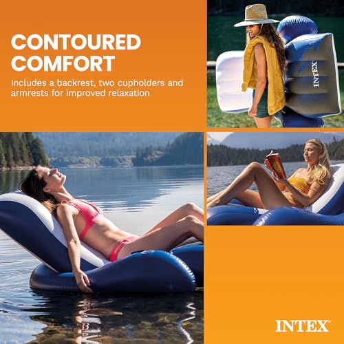 Detalle de Intex 58868EU Chaise Longue Gonfiabile Mare Sport: confortabile, leggera e versatile
