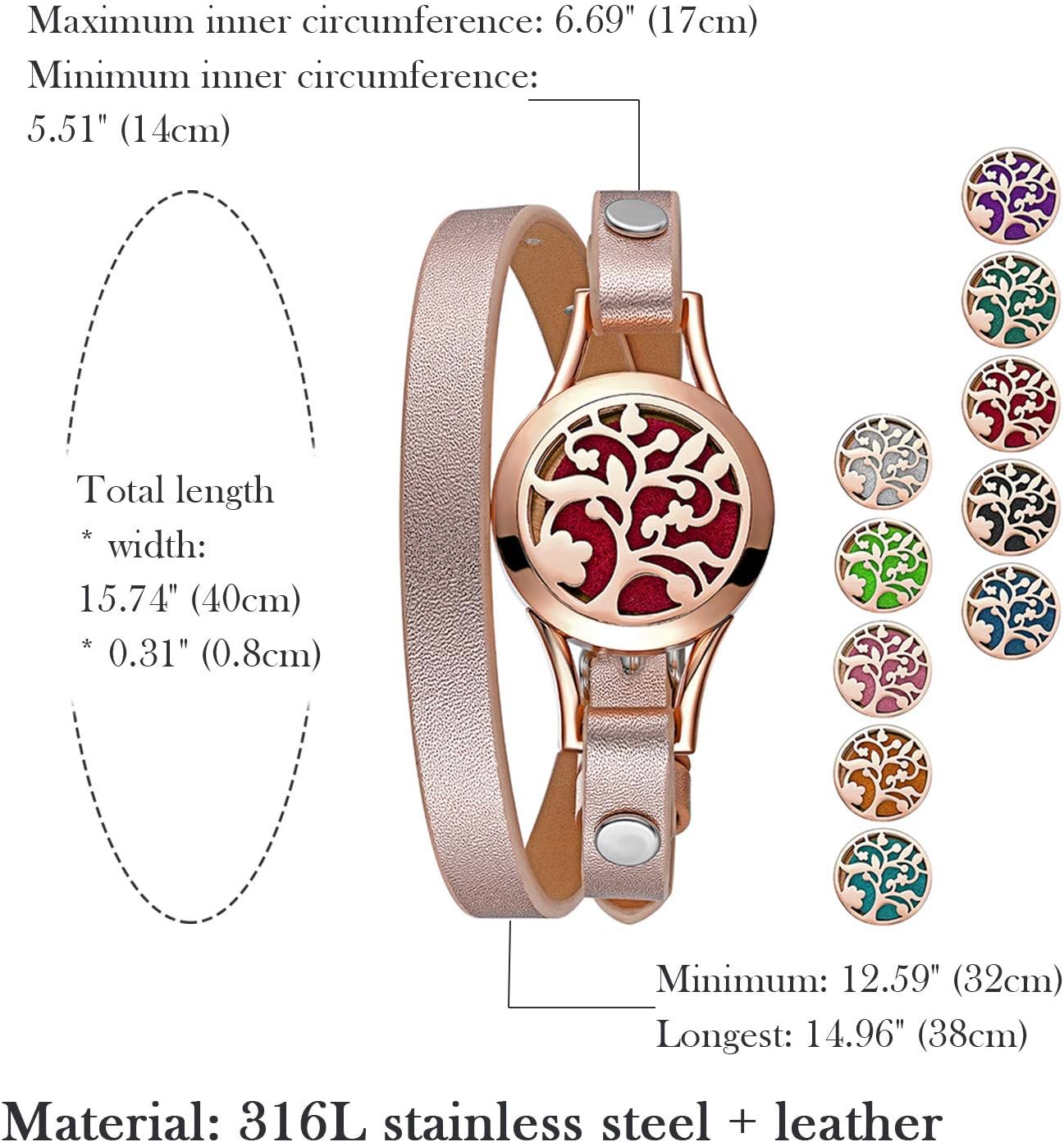 Thumbnail 1 de Bracelet Diffuseur Cupimatch – Arbre de Vie en Acier Inoxydable, Ambiance Relaxante et Porte-Bougies Magnétique (10 Coussins Lavables)