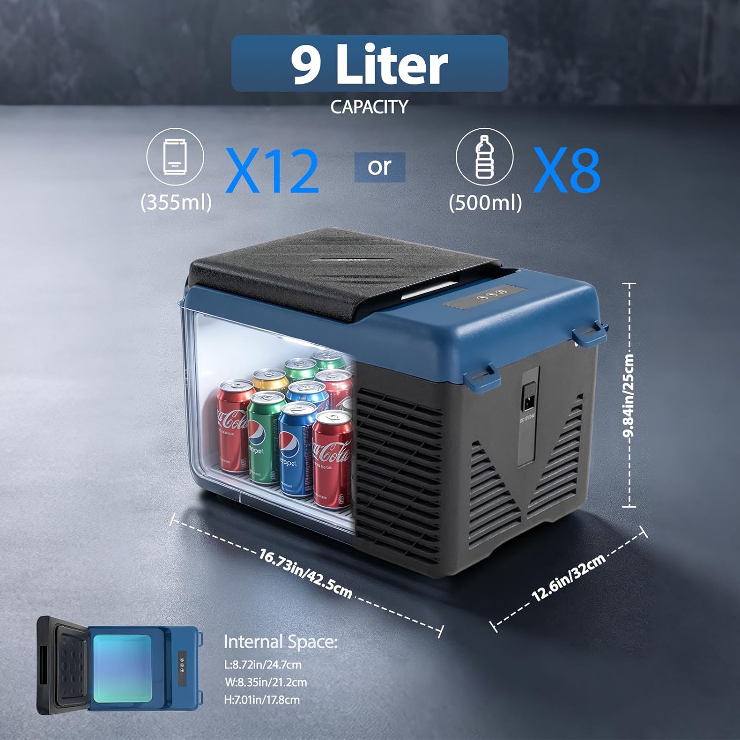 Detalle de zcamp KI9,9L Compressor Car Refrigerator: Portable 12/24V Cooler for Road Trips
