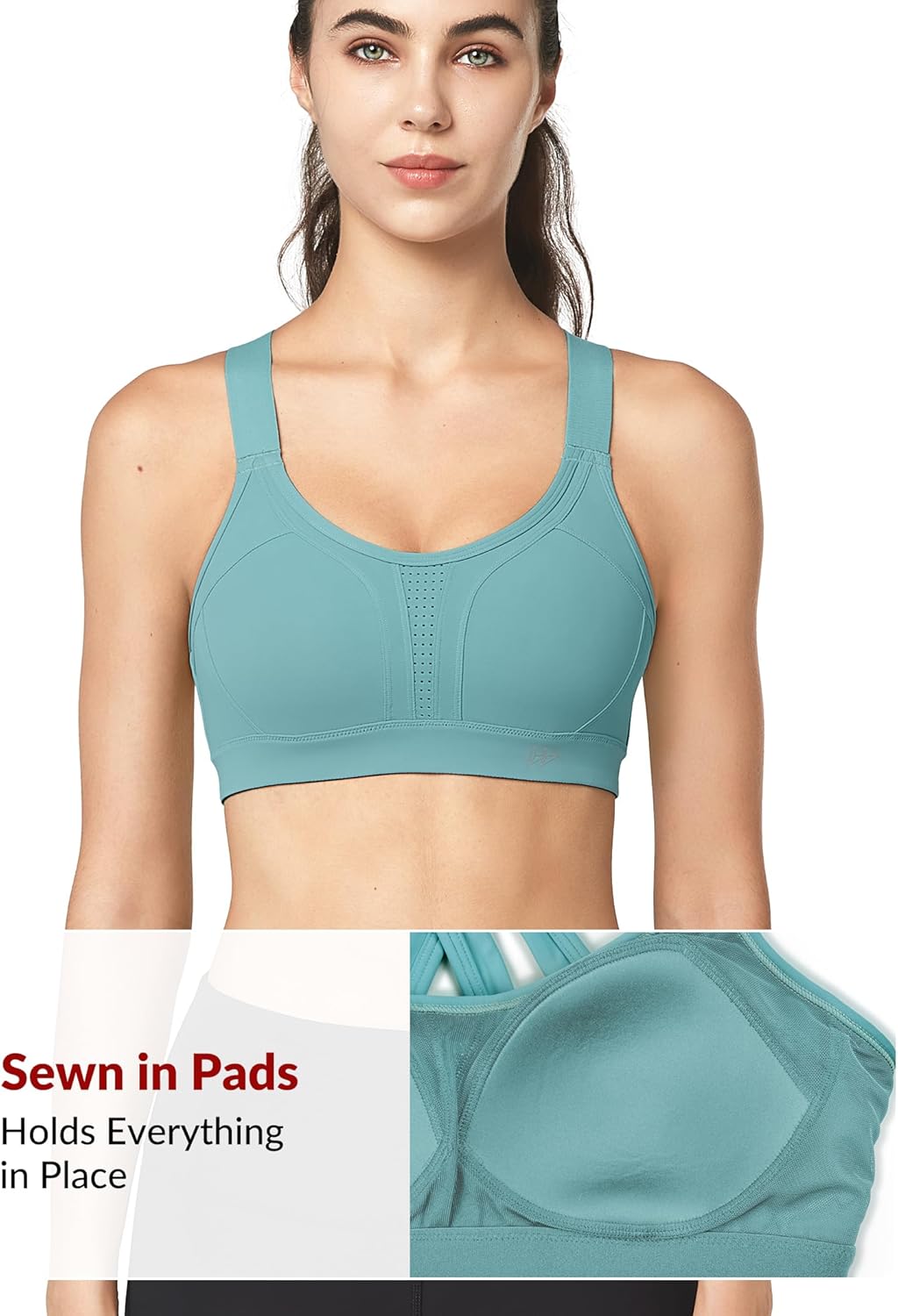 Thumbnail 1 de Yvette Sports Bra High Impact Adjustable Criss Cross Back – Full Support for Large Bust