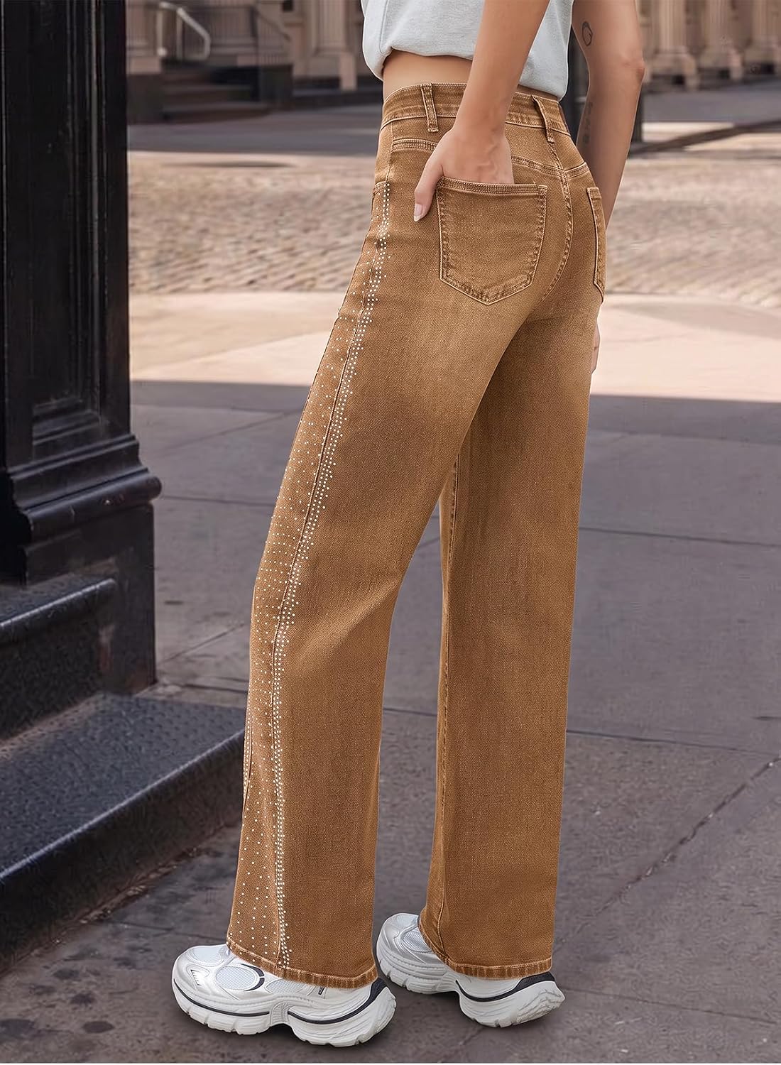 Detalle de Sidefeel Women's Wide-Leg Jeans