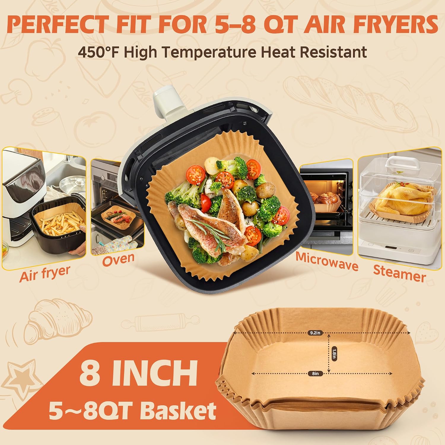 Detalle de 8" Air Fryer Liners 150pcs