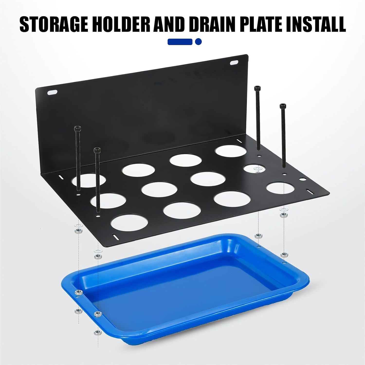 Detalle de PESIKO Engine Oil Funnel Kit: No Spill, Hands-Free Oil Change with 9 Adapters and Metal Storage Shelf