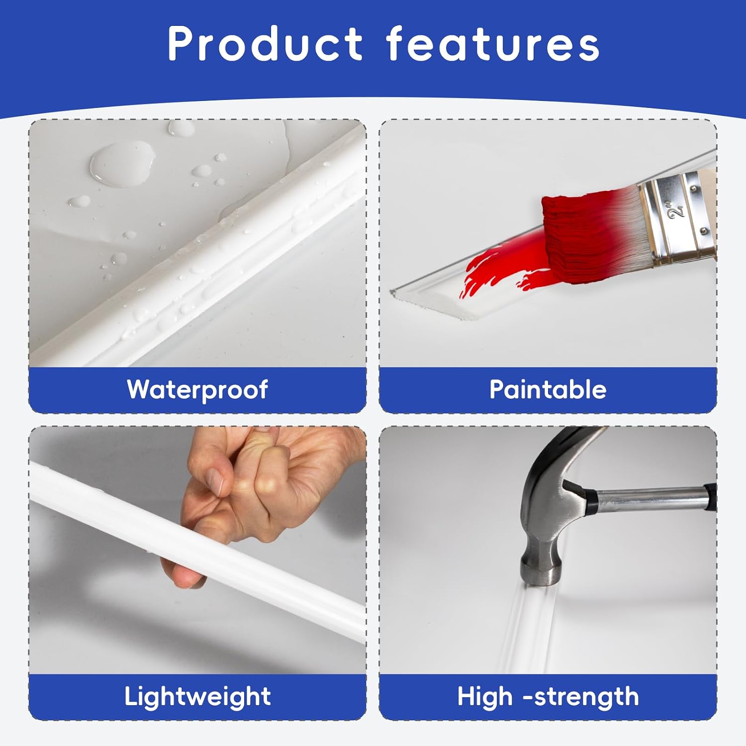 Detalle de COUKIU 6-Set Pre-Cut Wall Moulding, Style 1, Paintable Polystyrene Frames