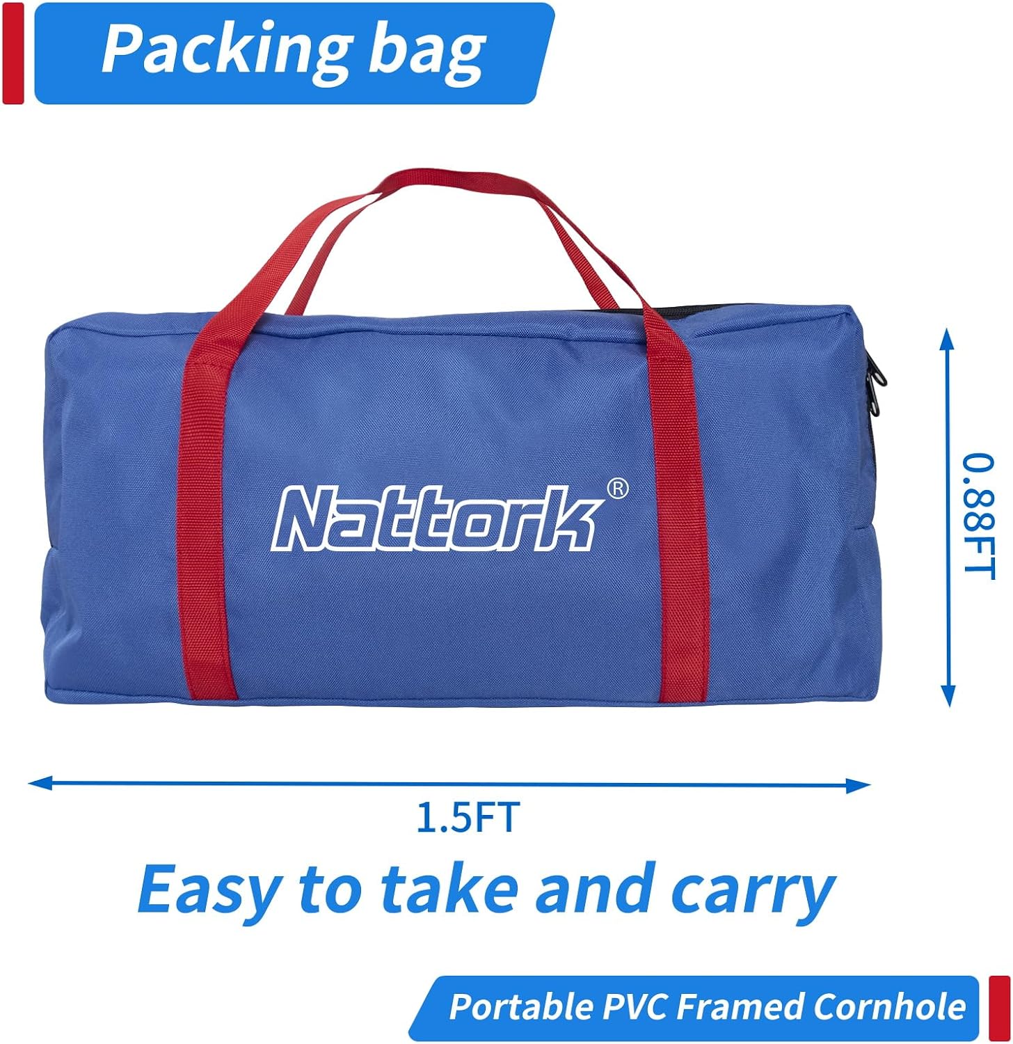 Detalle de Portable PVC-Framed Cornhole Set: 2 Boards, 8 Bags, and Carrying Case