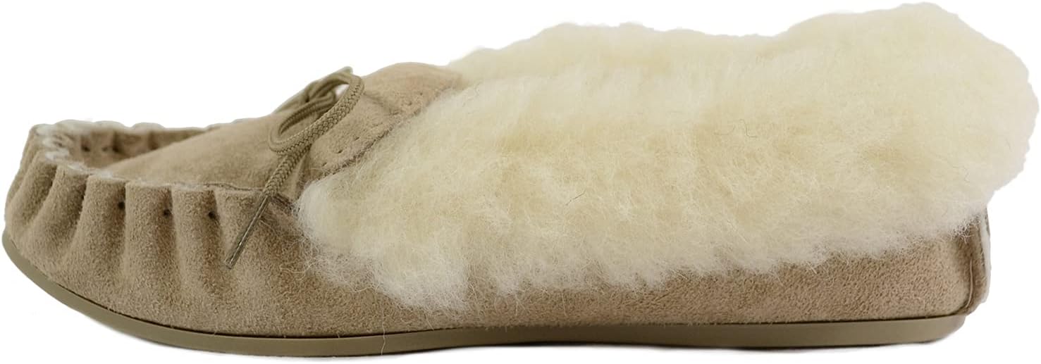 Detalle 2 de Absolute Footwear Womens Slip On Sheepskin Moccasins with Wool Cuff and Rubber Sole (Made in the UK)