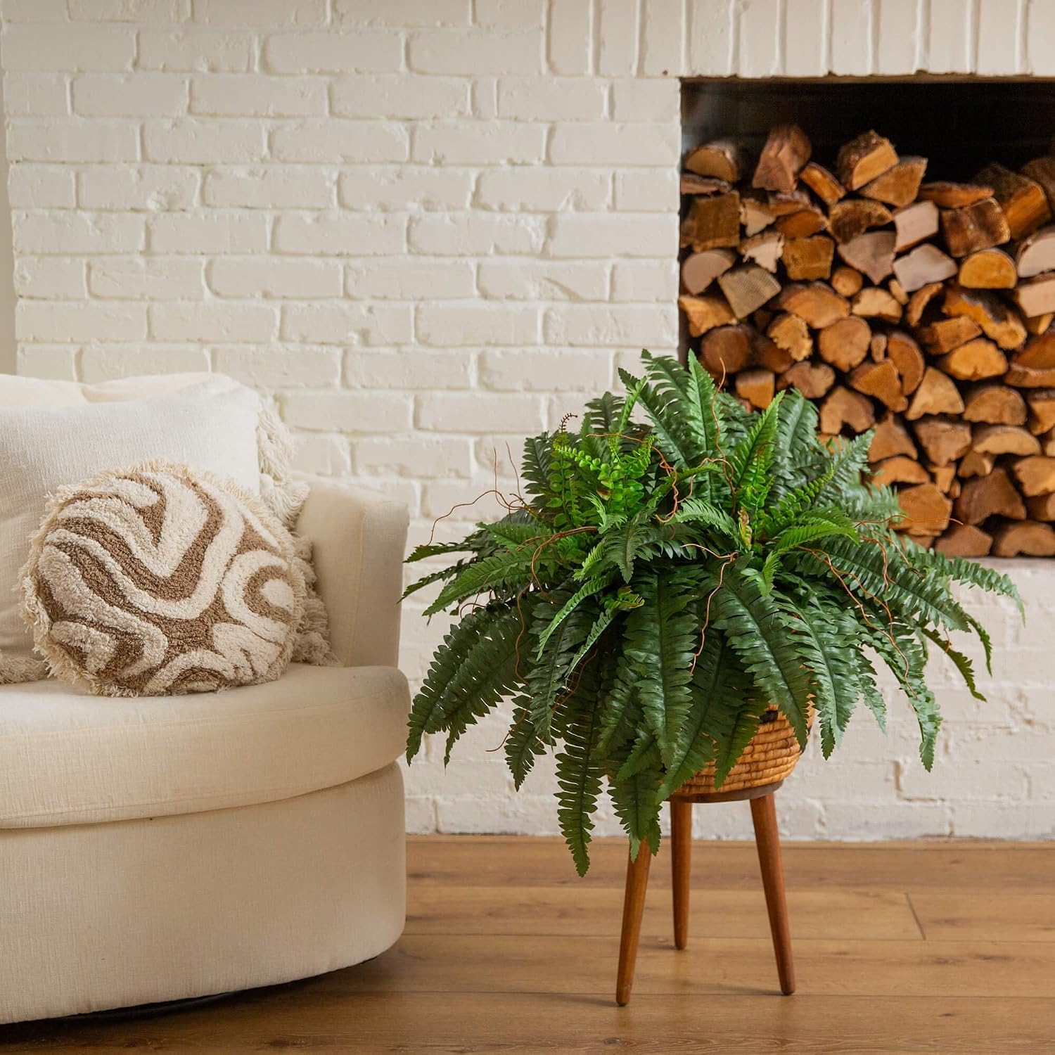Detalle 2 de Nearly Natural Artificial Boston Fern 40-Inch