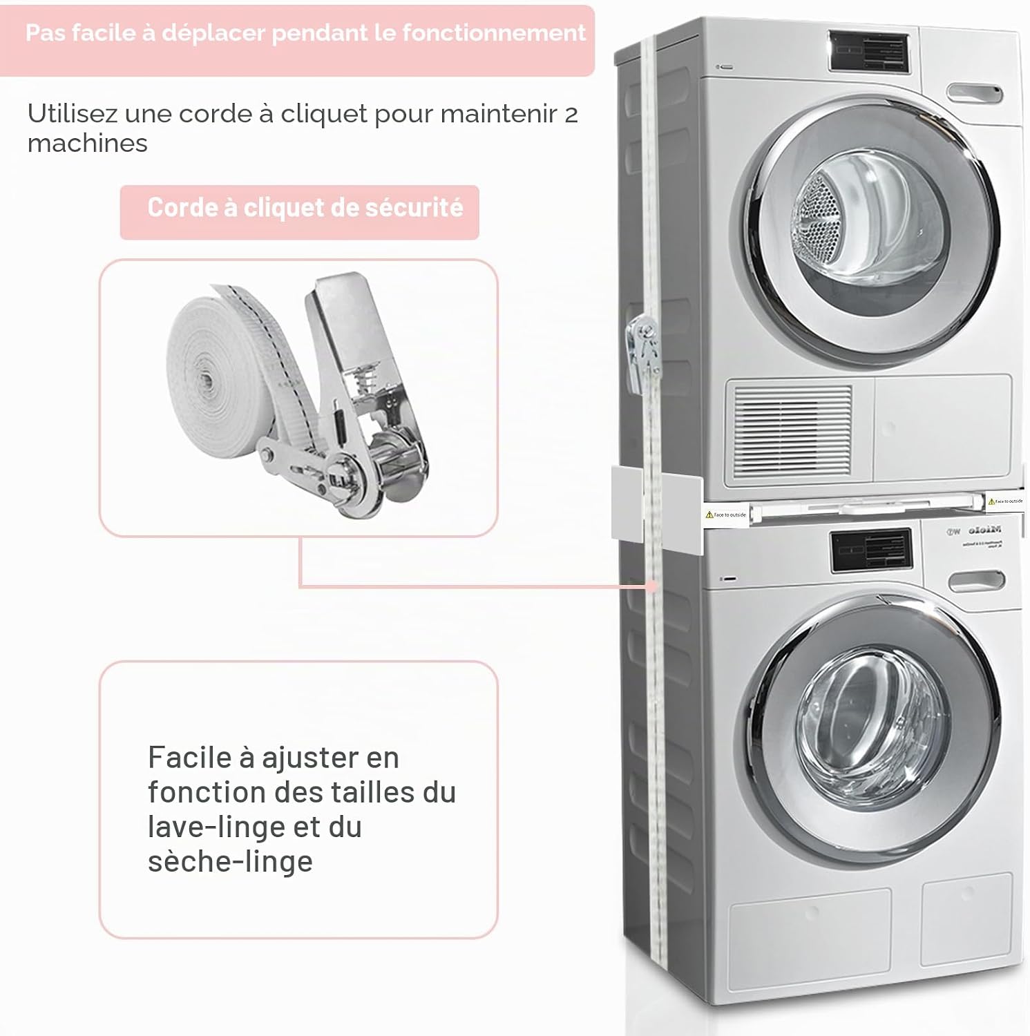 Detalle 2 de NIUXX Cadre Intermédiaire pour Laver avec Étagère — Kit d’empilage universel et confortable