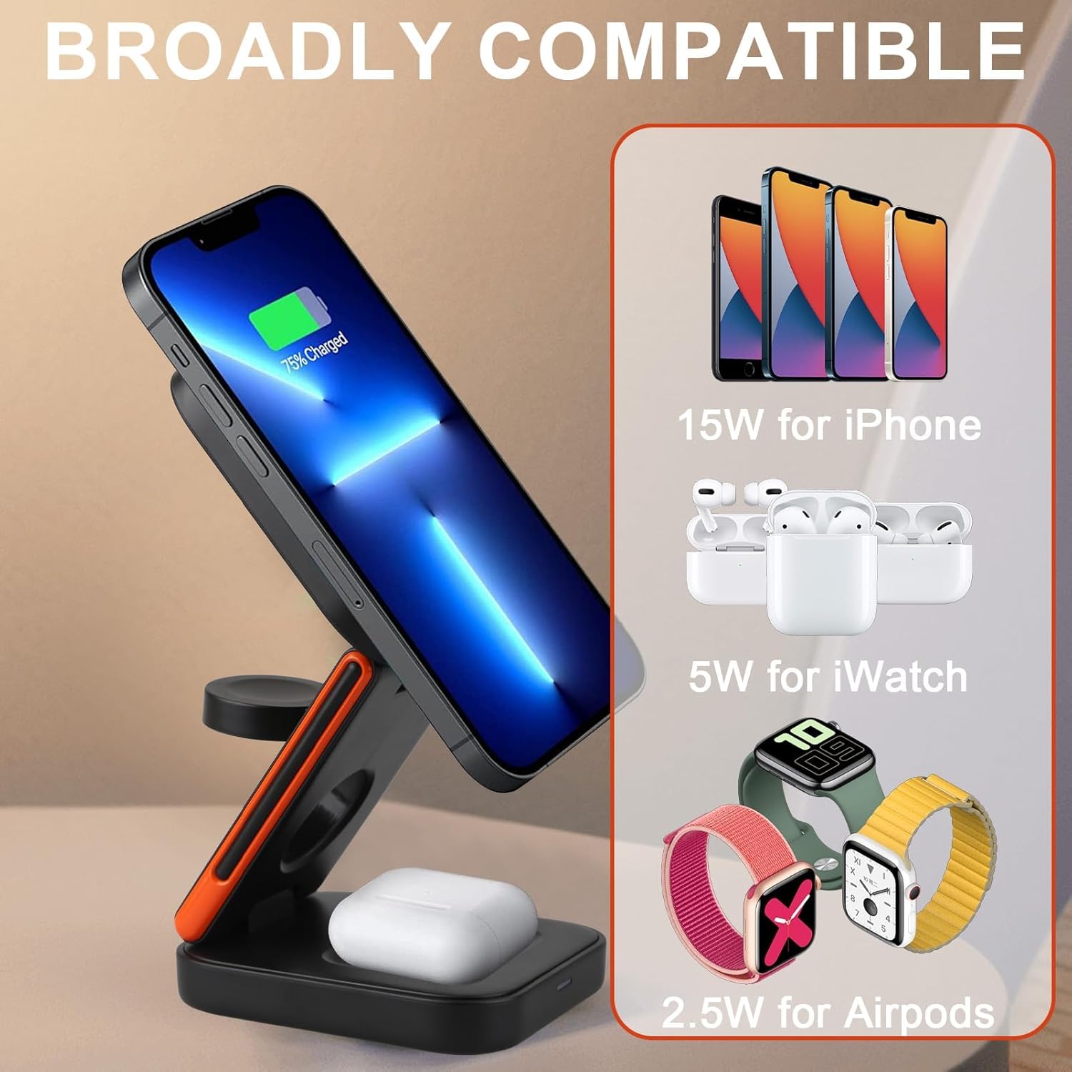 Thumbnail 2 de Chargeur sans Fil Pliable 3-en-1 MagSafe 15W — Station de Charge Rapide pour iPhone, Apple Watch et AirPods