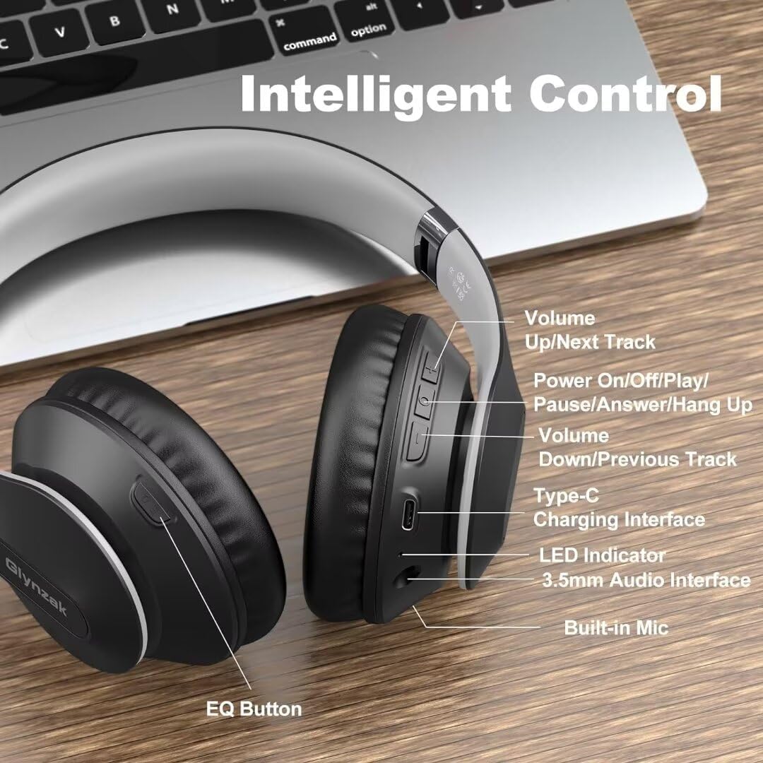 Thumbnail 4 de Glynzak WH207A Over-Ear Bluetooth Headphones, 65-Hour Playtime, 6 EQ Modes