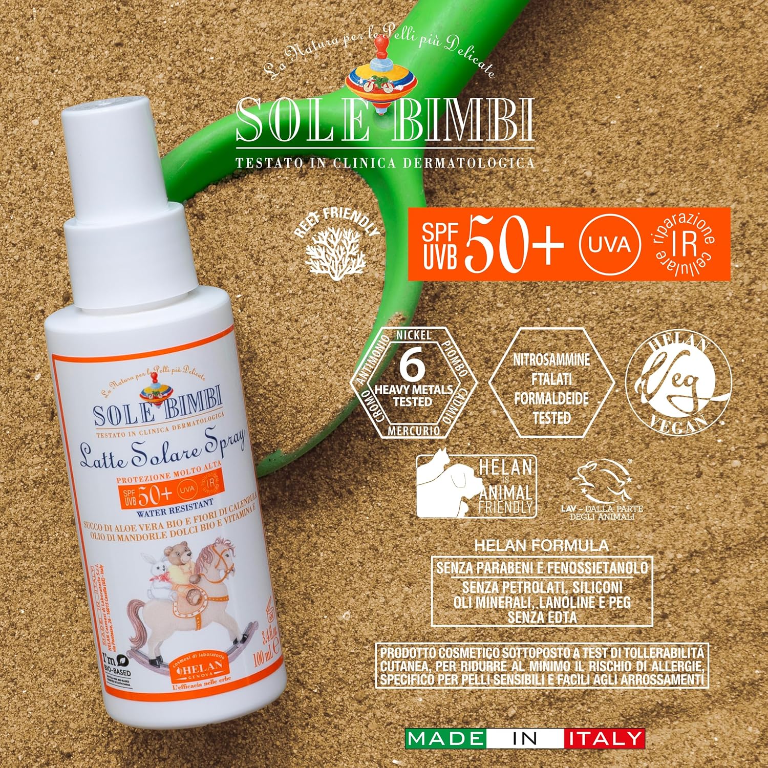 Detalle de Helan Sole Bimbi SPF50+ Fluide Spray Enfants et Bébés – Hydratant et Protecteur, 100 ml