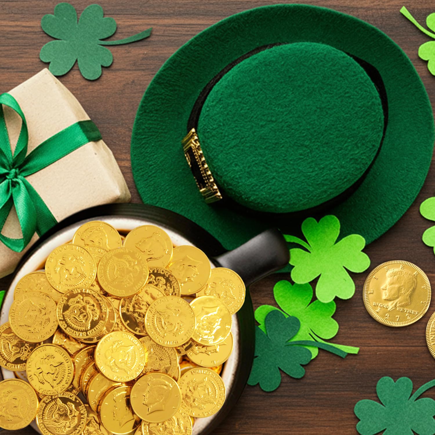Detalle 1 de Yumzo Gold Chocolate Coins, 200-Count Bulk Candy in Gold Foil