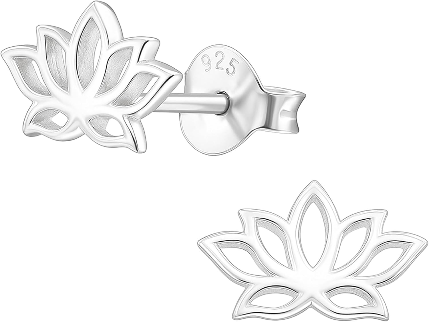 Detalle de Lotus Flower Stud Earrings in 925 Sterling Silver