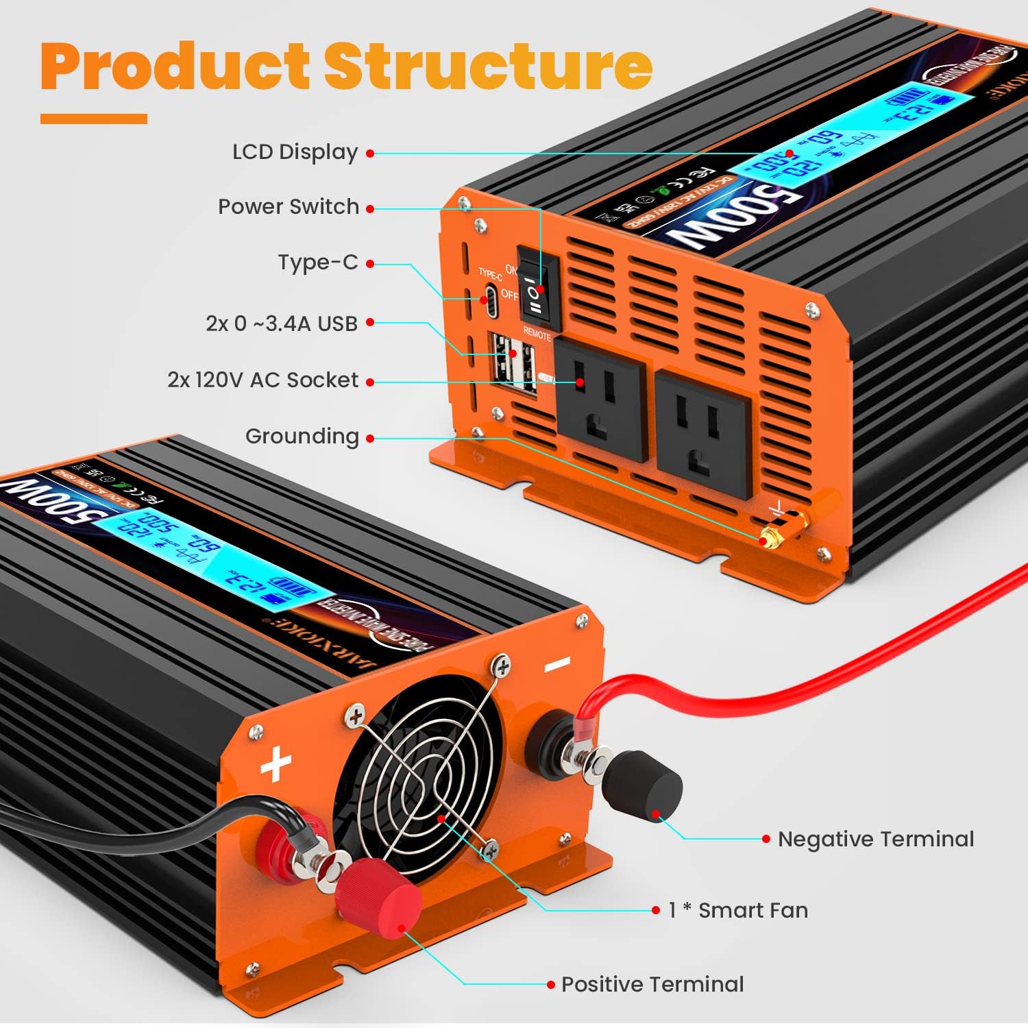 Thumbnail 6 de JARXIOKE 500W Pure Sine Wave Inverter