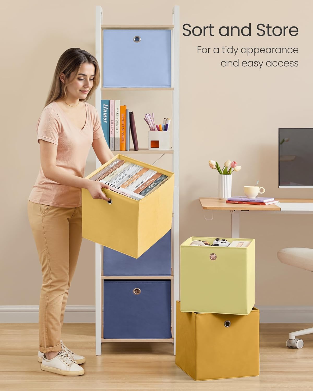 Thumbnail 4 de SONGMICS Storage Cubes Set of 6: Collapsible, Odourless 33x33x33 cm Colourful Fabric Bins