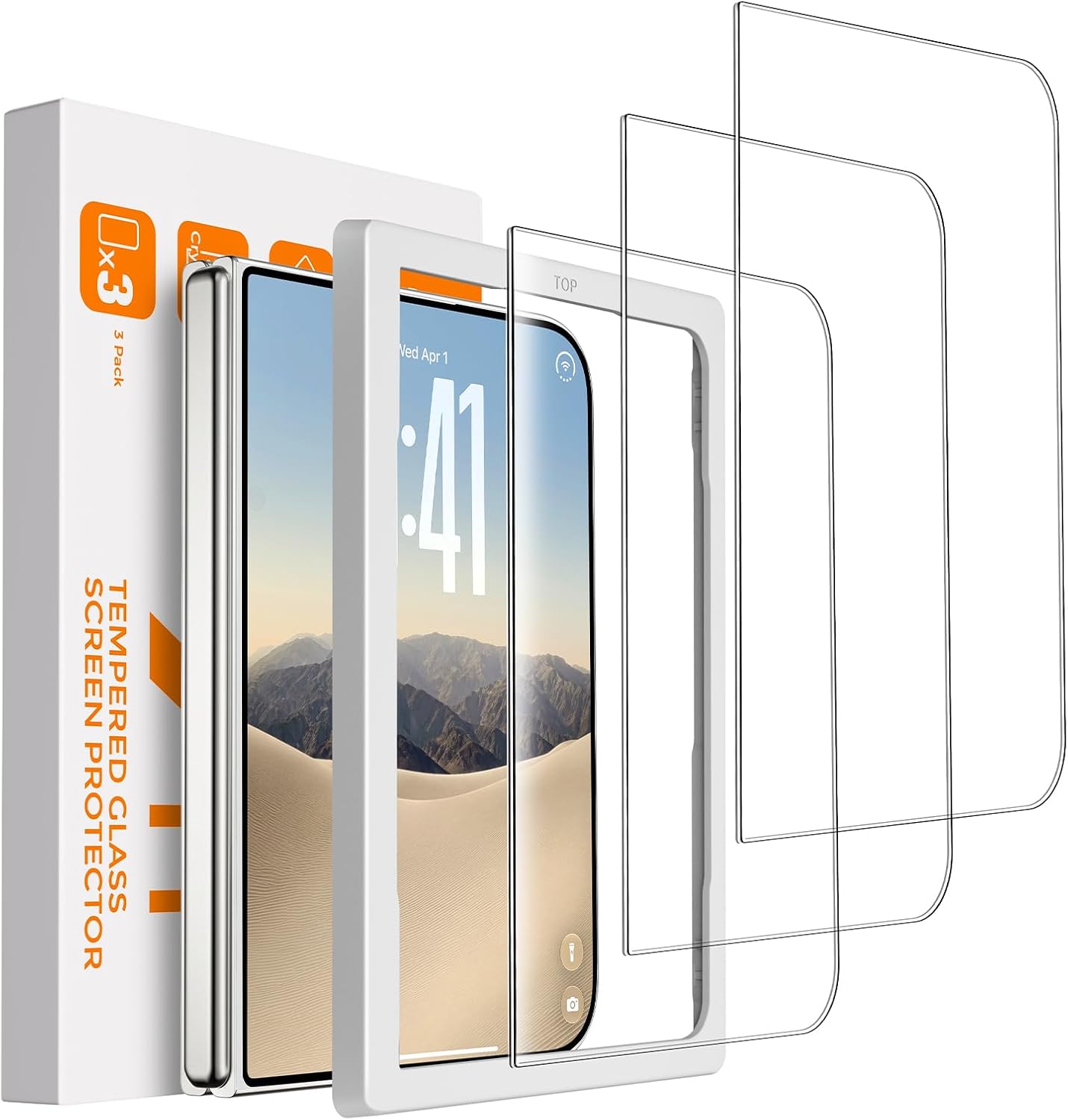 Detalle de Mkeke KG8-Fold Screen Protector 3-Pack for iPhone Duo, 9H+ Tempered Glass