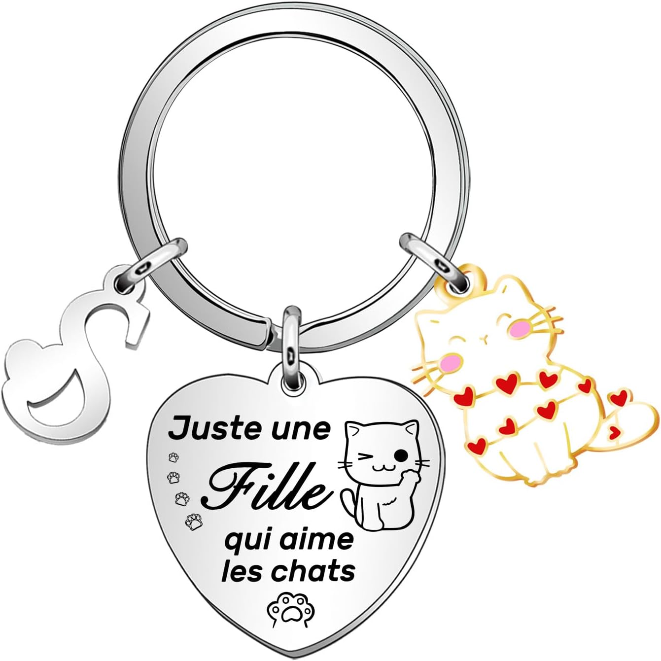 Thumbnail 6 de Casxyue Porte-clés Chat Initiales