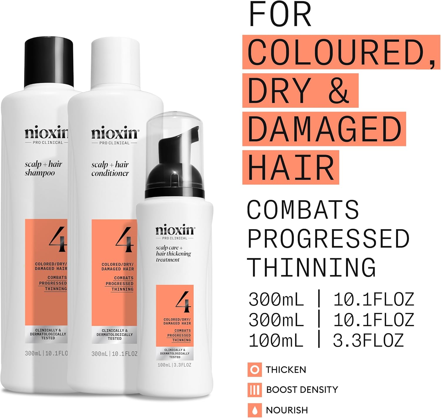 Thumbnail 1 de Nioxin System 4 Hair Thickening System for Damaged Hair with Progressed Thinning (Shampoo, Conditioner & Serum)