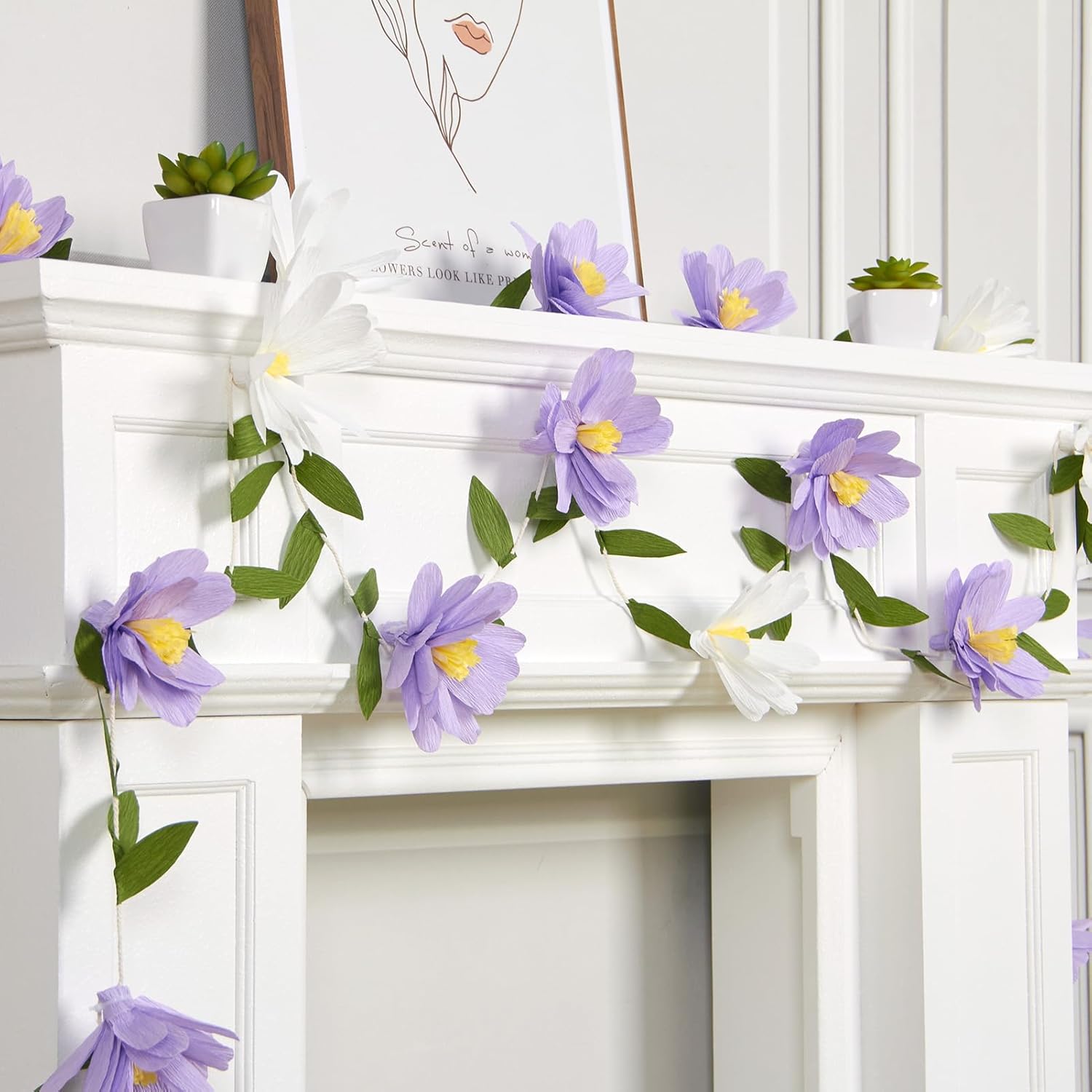Thumbnail 3 de SUNBEAUTY Crepe Paper Flowers Banner – Purple Wildflower Garland for Spring Decorations