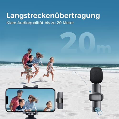 Detalle 2 de YRF Mikrofon für iPhone & Android – kabelloses Lavalier mit USB-C & Lightning