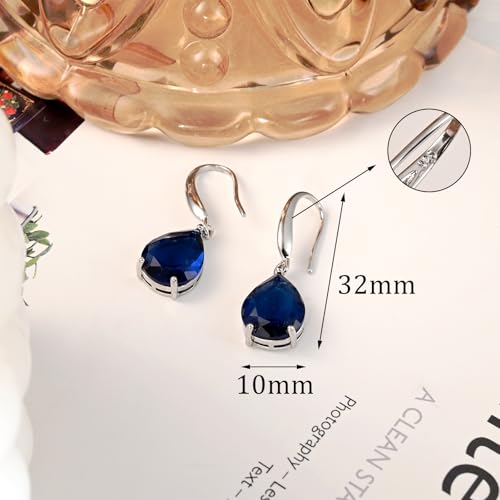 Thumbnail 5 de Aliyoham Blue Sapphire Drop Earrings for Women – September Birthstone in Silver