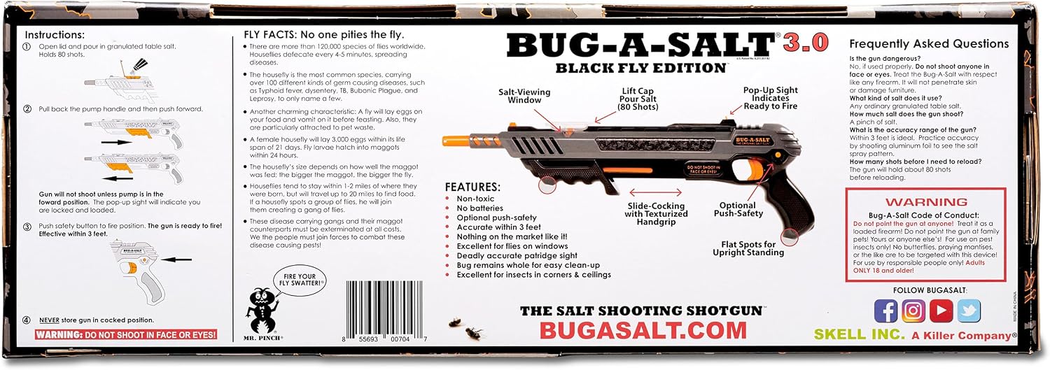 Detalle de Bug-A-Salt 3.0 Black Fly Edition zoutschieter voor vliegen met vizier
