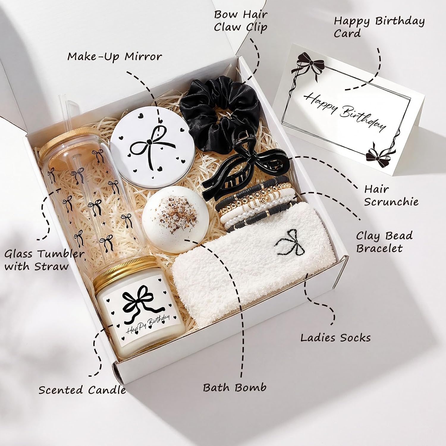 Thumbnail 1 de Elegant Birthday Gifts for Women: Black Bow Self-Care Box with Scented Candle & Home Spa Treats