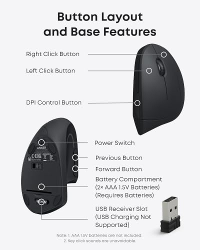Detalle de Anker 2.4G Wireless Vertical Ergonomic Optical Mouse