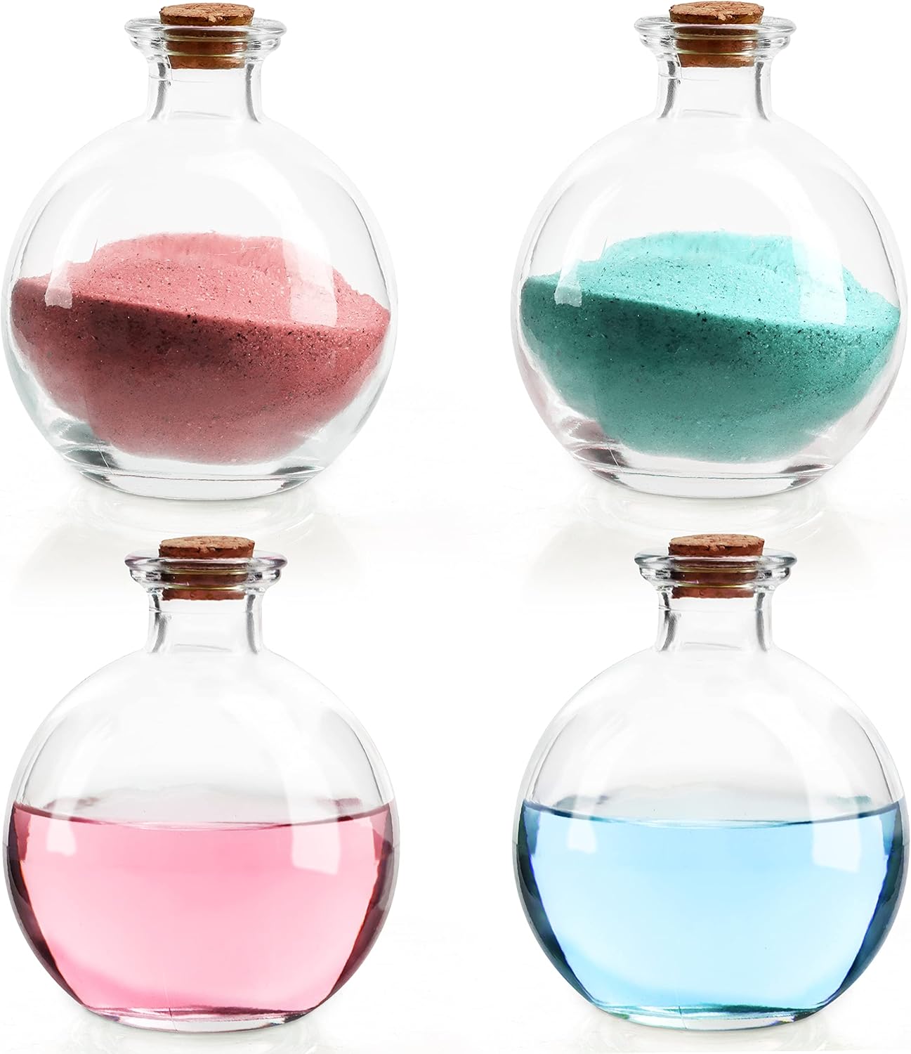 BELLE VOUS Spherical Glass Bottles 240ml Jar with Cork Stopper