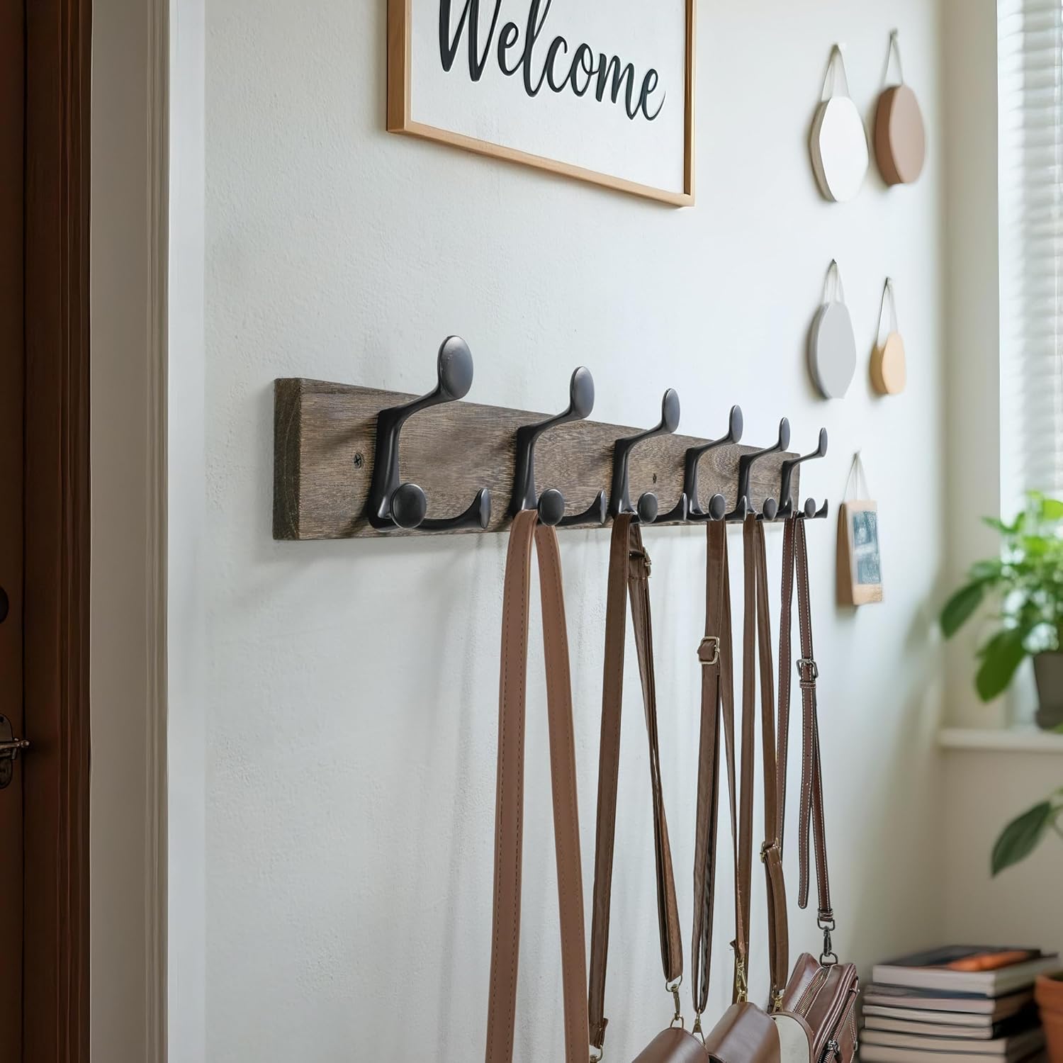 Detalle 2 de WEBI WB-3Y-FHHG62 Solid Wood Wall Coat Rack, 36-Inch, Weathered Brown, 2-Pack