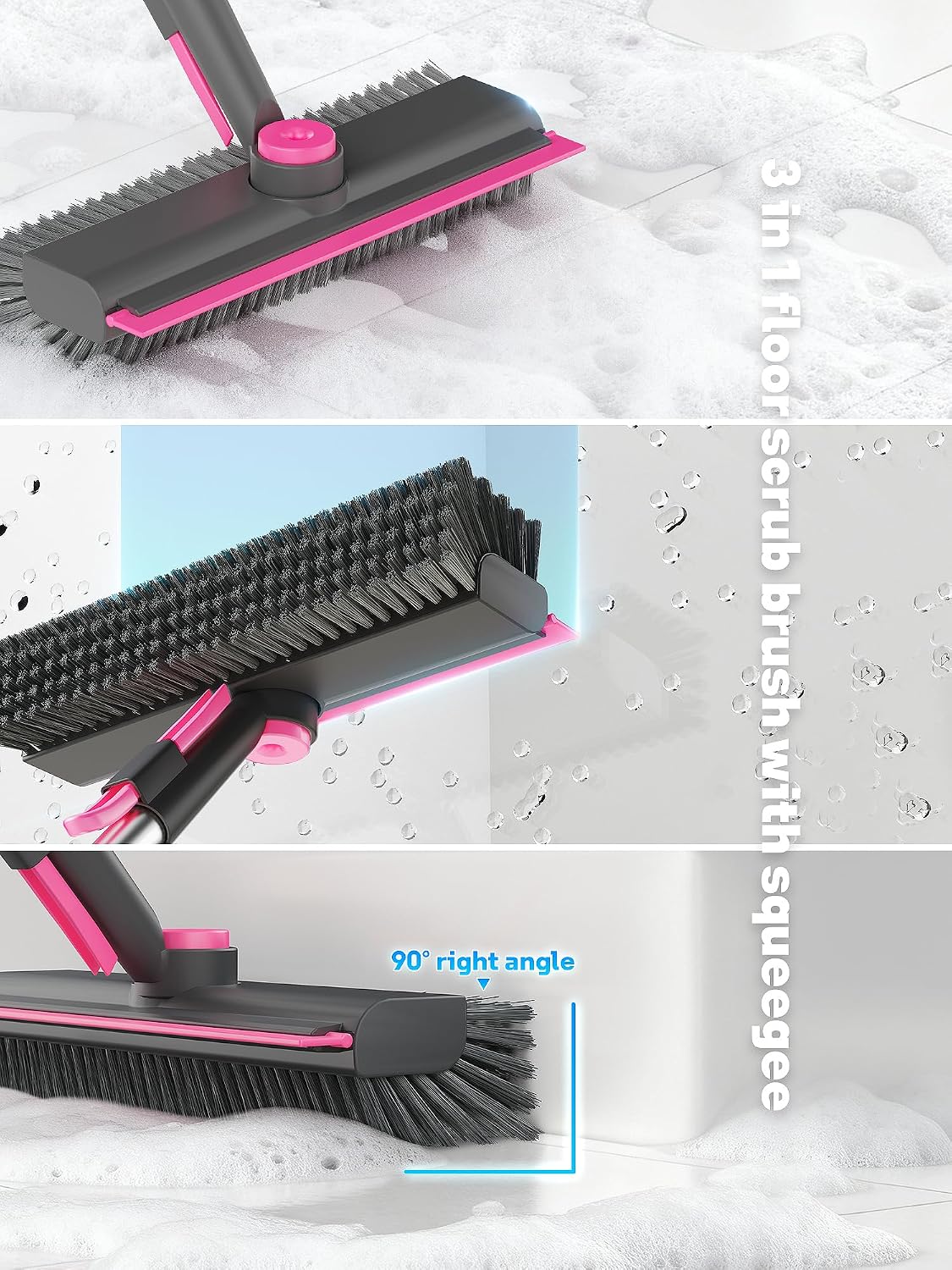 Detalle de HelpX FCB-PG1 3-in-1 Floor Scrub Brush with Adjustable Handle and Squeegee