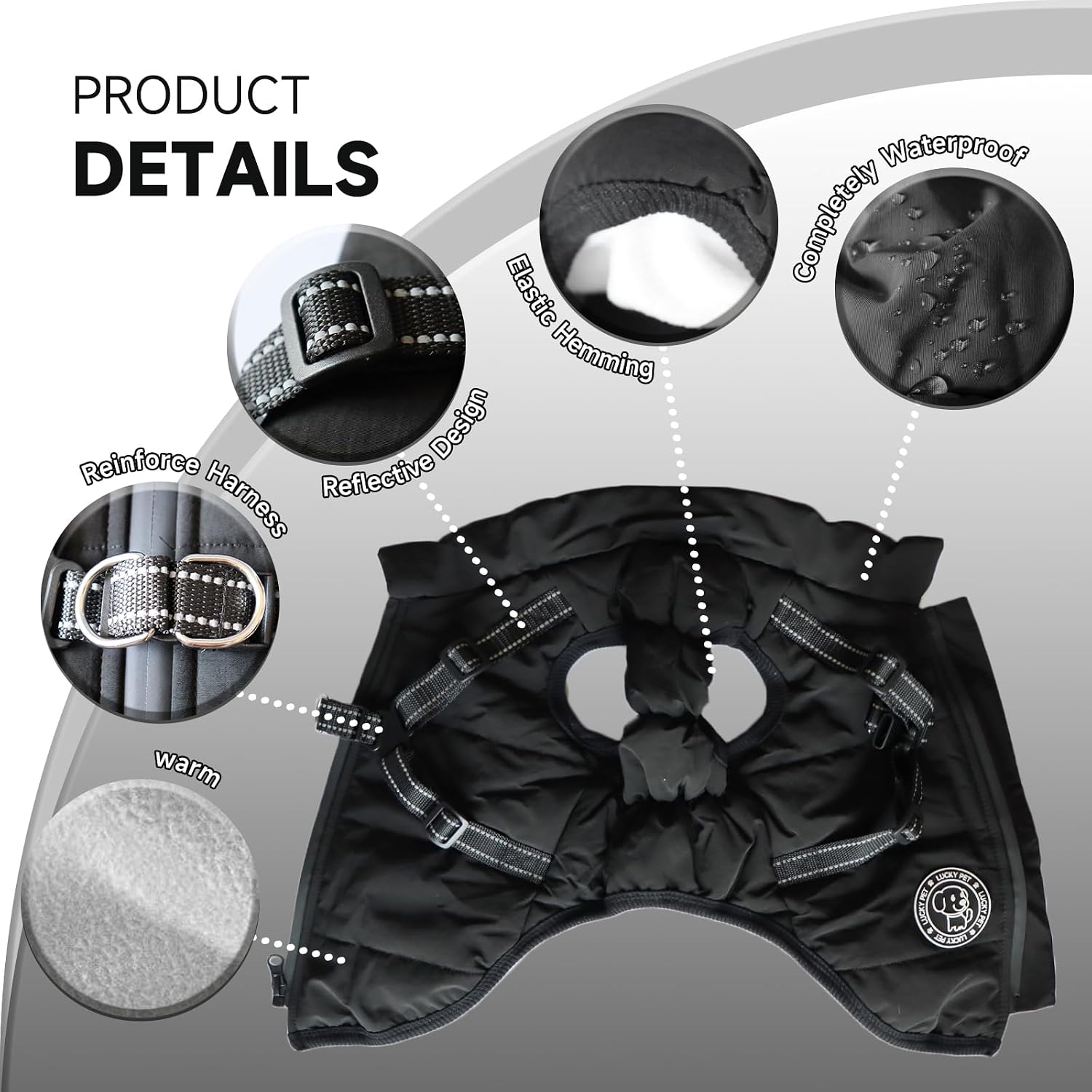 Detalle 2 de Waterproof Dog Coat with Harness Built in 3 Sizes
