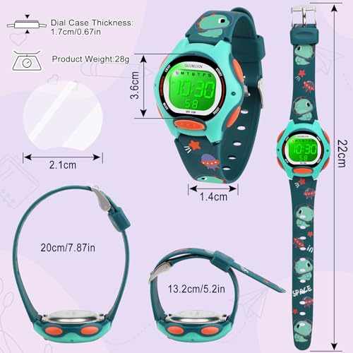 Detalle de GUUMUXIN reloj digital infantil con 7 luces LED, alarma y cronómetro (resistente al agua 3 ATM)