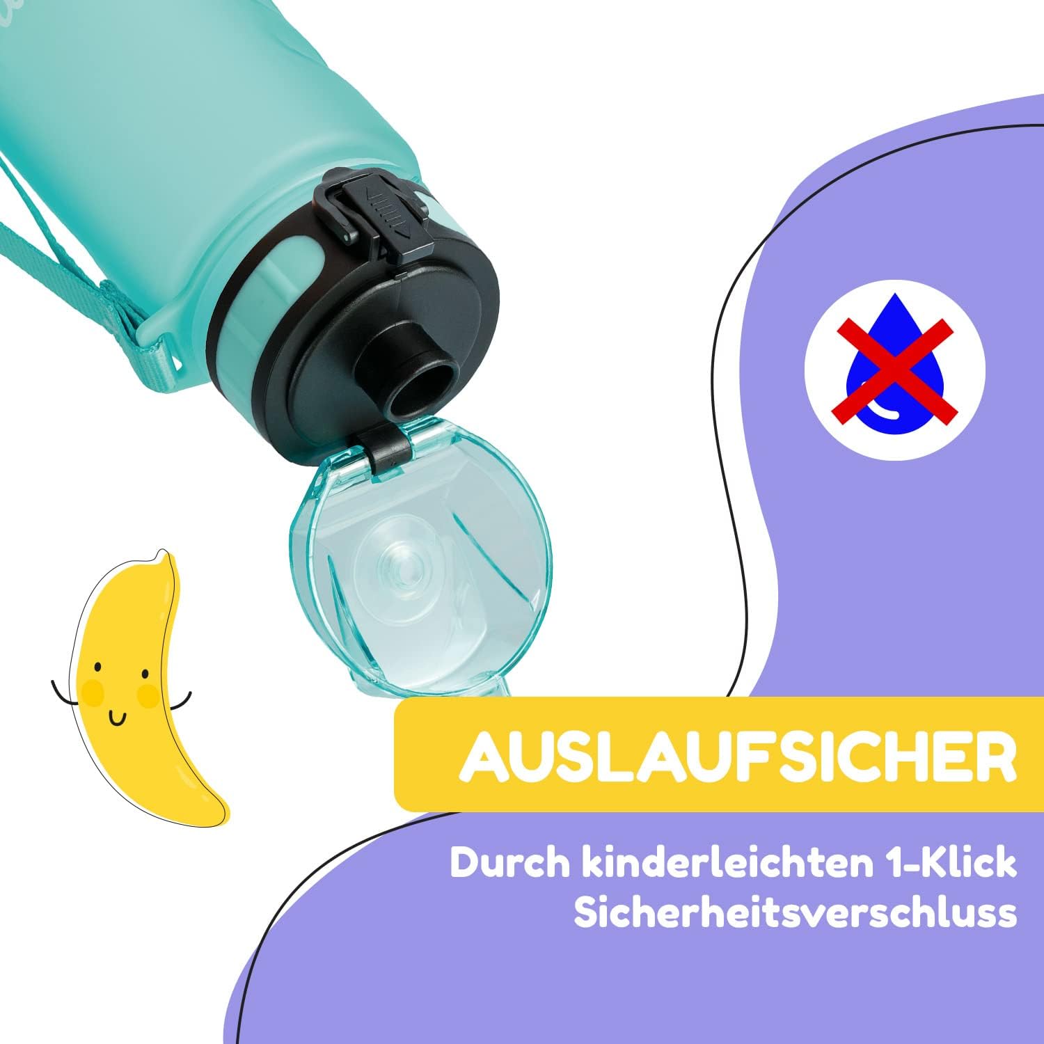 Detalle de Schmatzfatz Sportflasche 350 ml – BPA-frei, auslaufsicher und tragbar