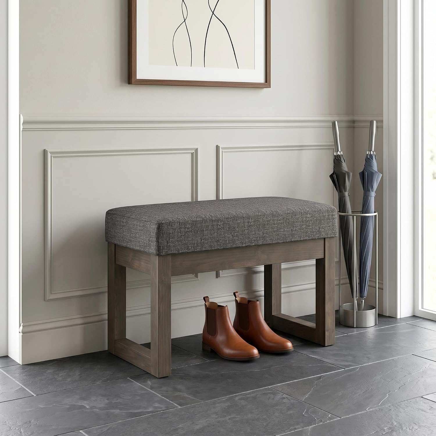 Detalle de SIMPLIHOME Upholstered Ottoman, 27-Inch