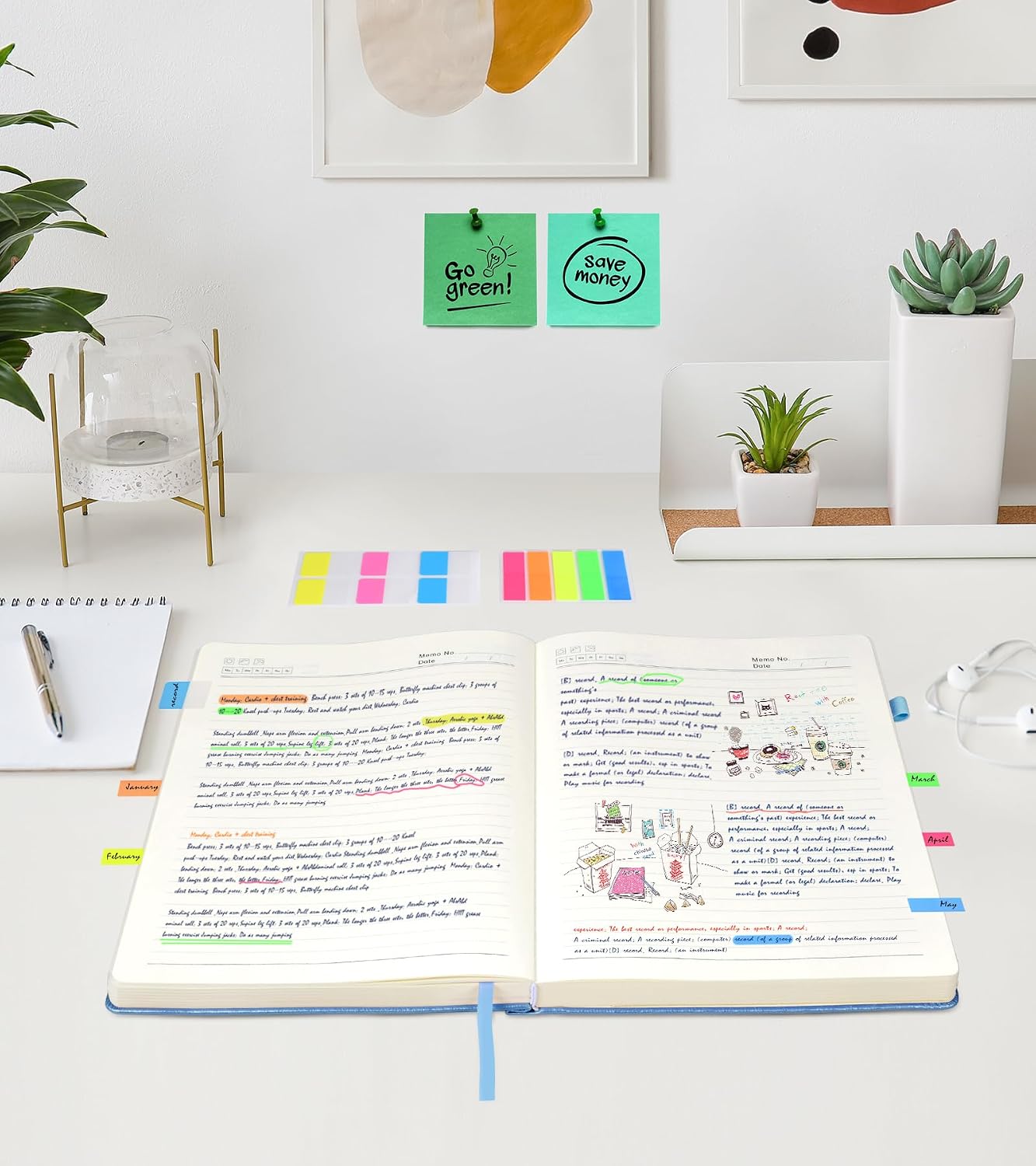Detalle 2 de Ansopu A4 Lined Journal Notebook, 365 Pages, 100 GSM Paper, Blue Hardcover