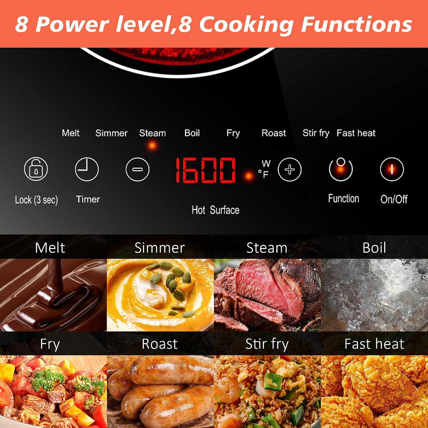 Detalle de Karienvir KEC-PF602SGB-US 2-Burner Electric Cooktop, 110V, 2000W