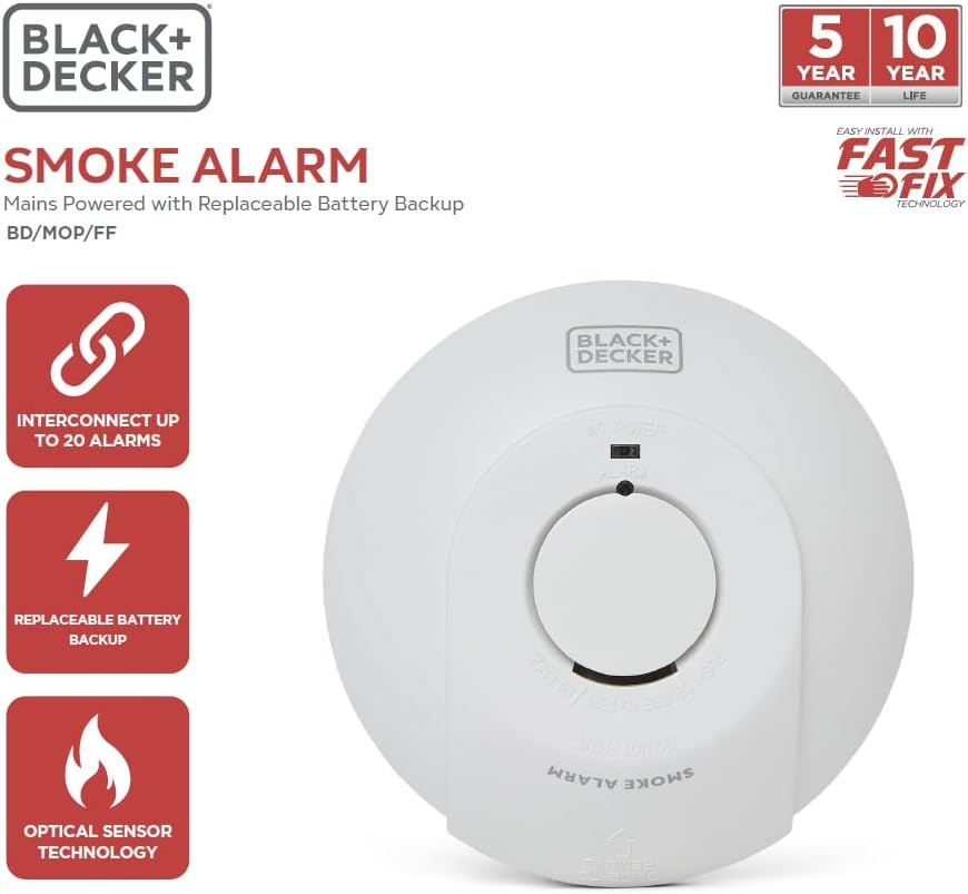 Thumbnail 4 de BLACK+DECKER Mains Smoke Alarm 1 interlinked unit