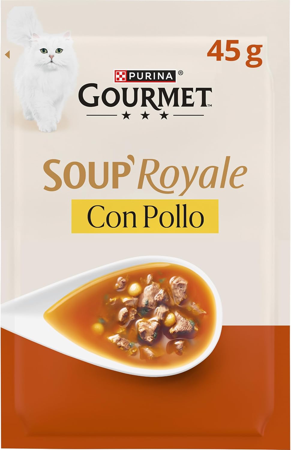 Detalle de Purina Gourmet Soup Royale con Pollo | Sobres 45 g para gatos adultos – 30 unidades