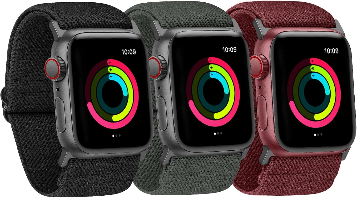 Thumbnail 6 de Ecogbd Wide Elastic Replacement Strap for Apple Watch (38–49mm) | 3-Pack Nylon Wide Straps