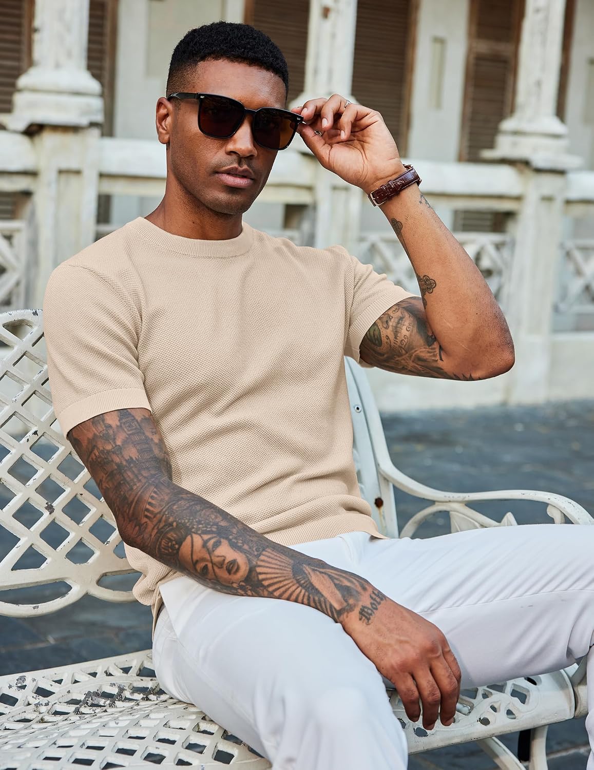 Detalle de COOFANDY T-Shirt Uomo Maglia Girocollo estiva