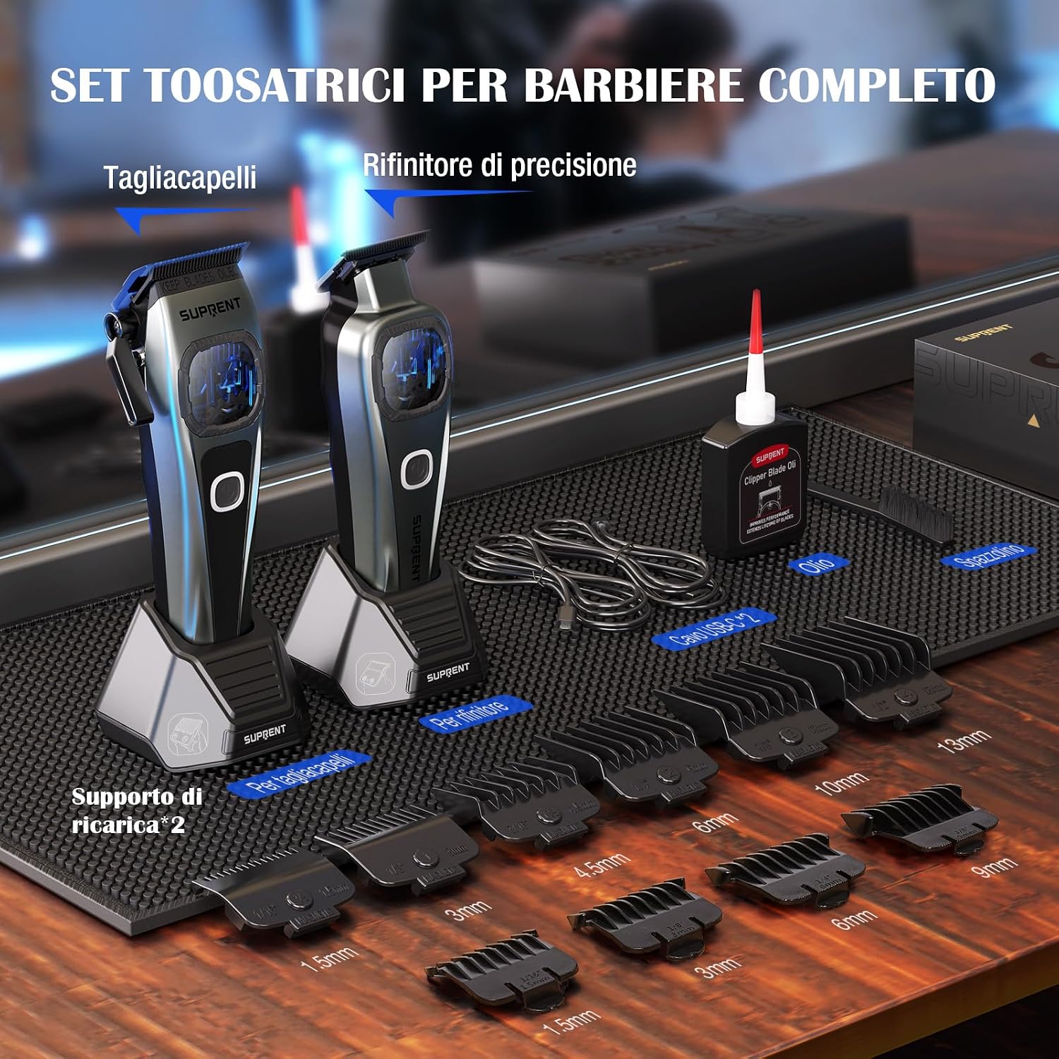Thumbnail 6 de SUPRENT Set tagliacapelli professionale per uomo – taglio preciso, lama in titanio e batteria duratura
