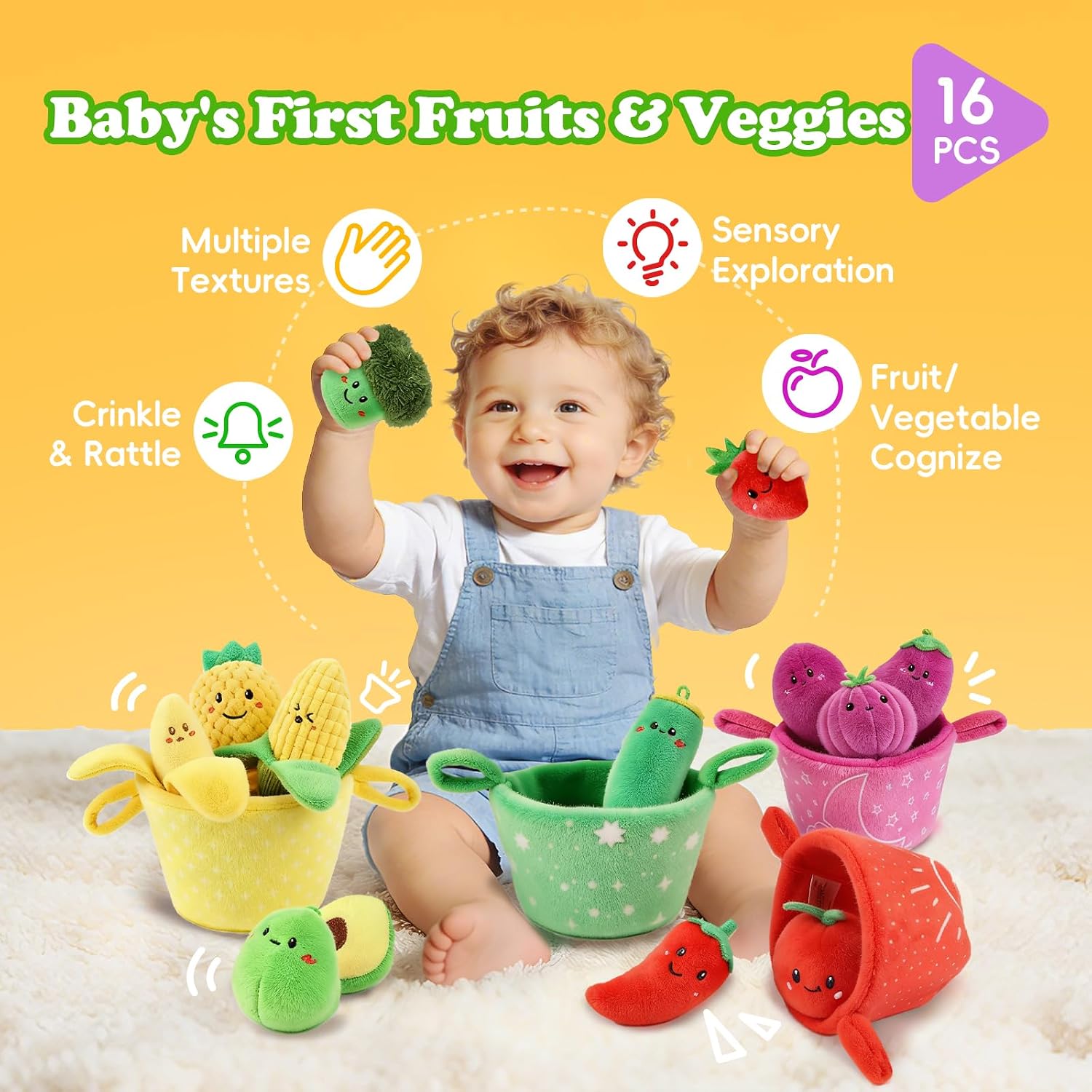 Thumbnail 2 de SAIMAND Baby Toys 16-Piece My First Fruit & Veggie Sensory Set