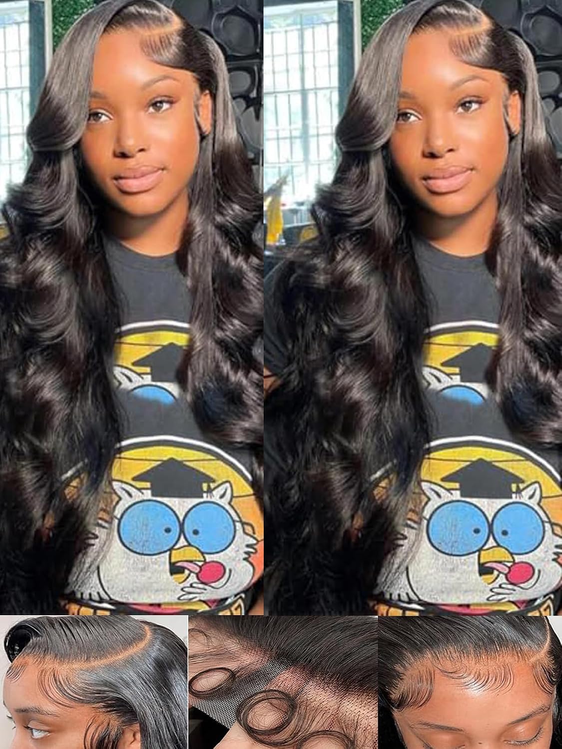Detalle de Fongly 13x6 HD Lace Front Body Wave Human Hair Wig (200% Density, 26 Inch)
