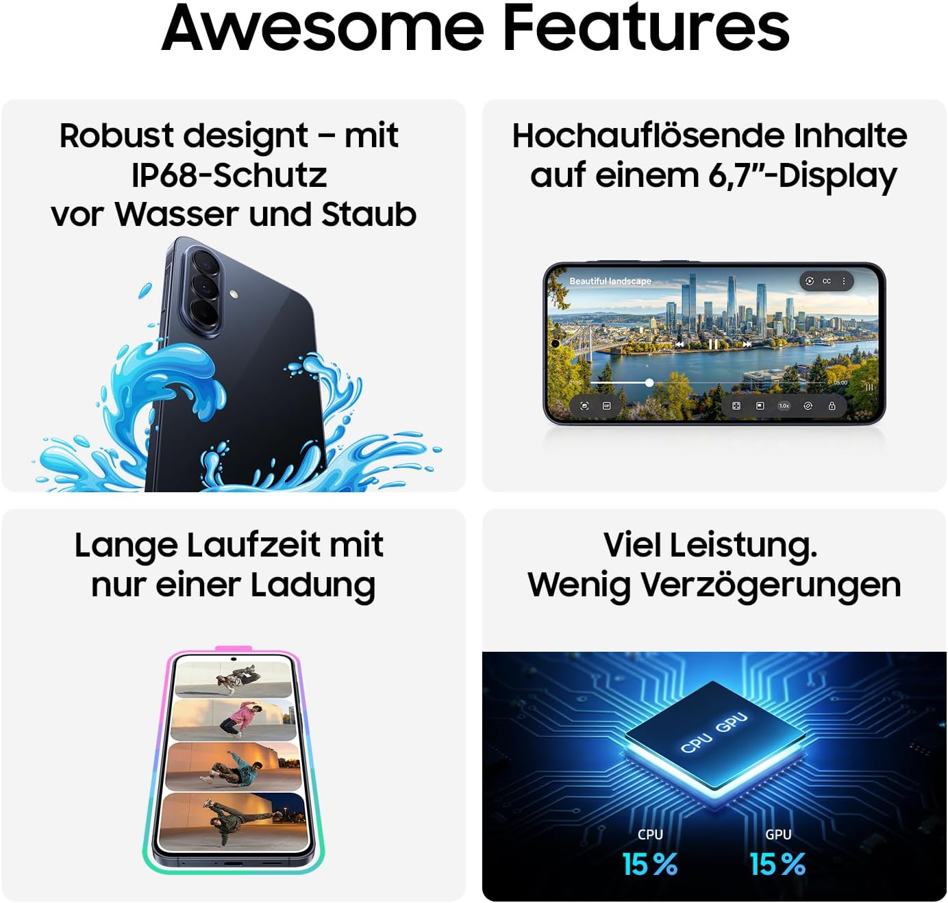 Thumbnail 6 de Samsung Galaxy A57 5G (Awesome Lilac) – schlankes 5G-Smartphone mit 50-MP-Weitwinkel und IP68